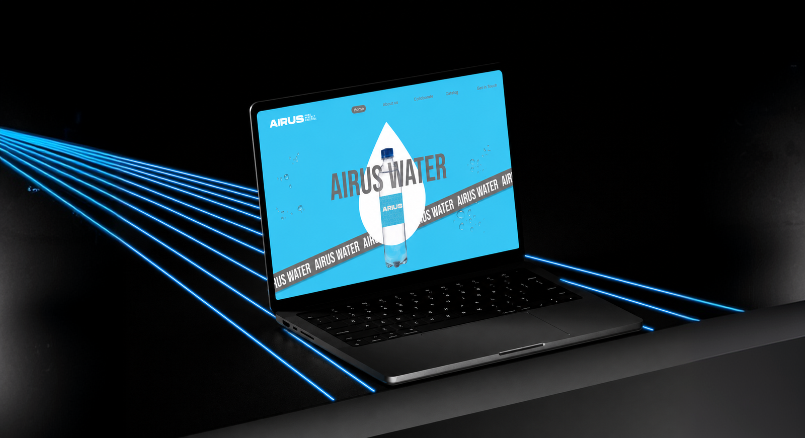 Airus website shown on a laptop