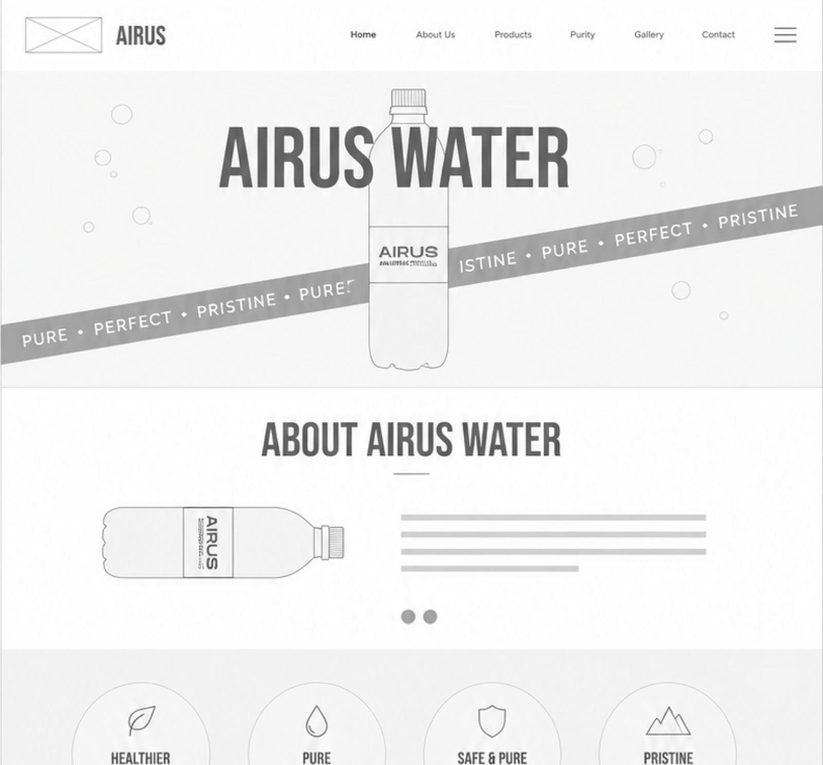 Airus website wireframe — hero and primary layout