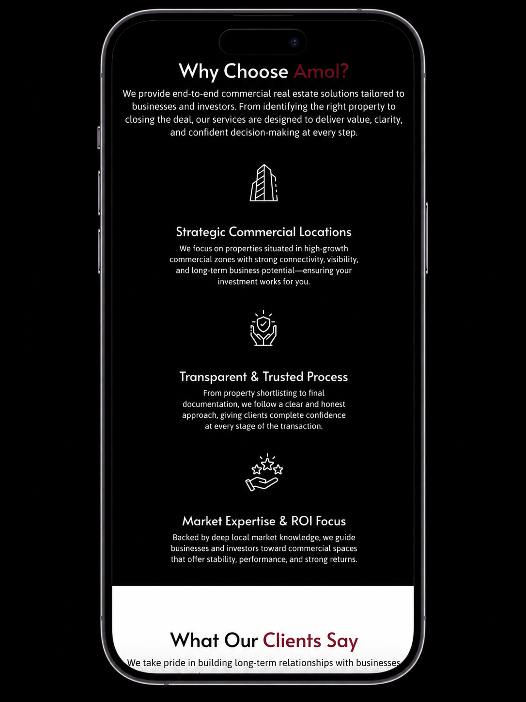 Amol mobile UI — commercial projects