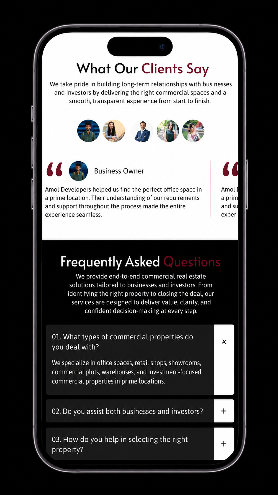Amol mobile UI — project detail
