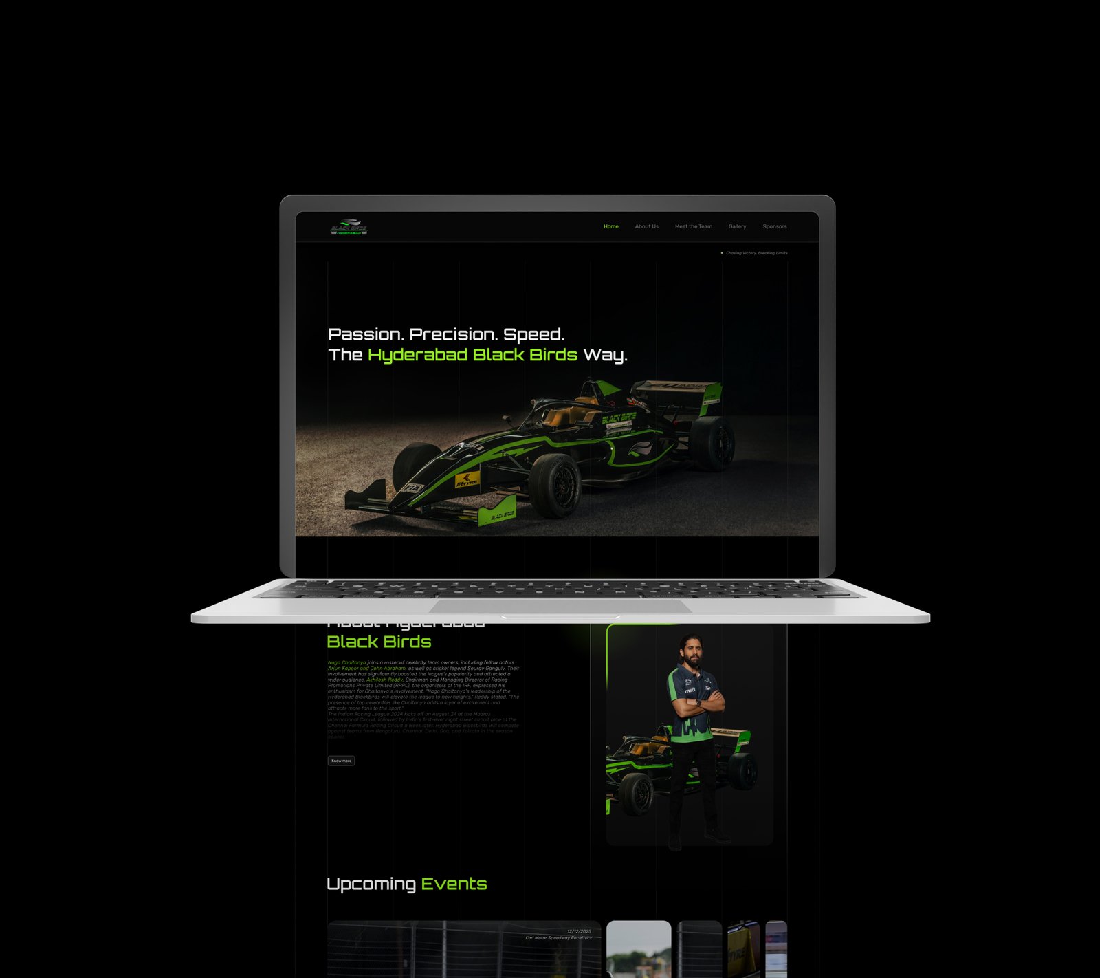 Hyderabad Black Birds racing branding — cars and drivers