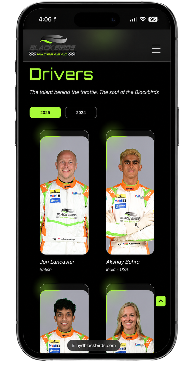 HBB mobile UI — Passion Precision Speed
