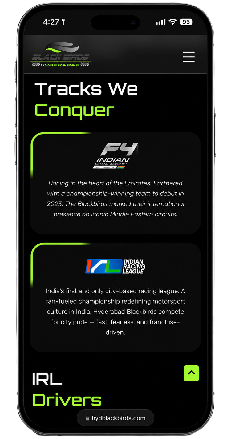 HBB mobile UI — Race Calendar
