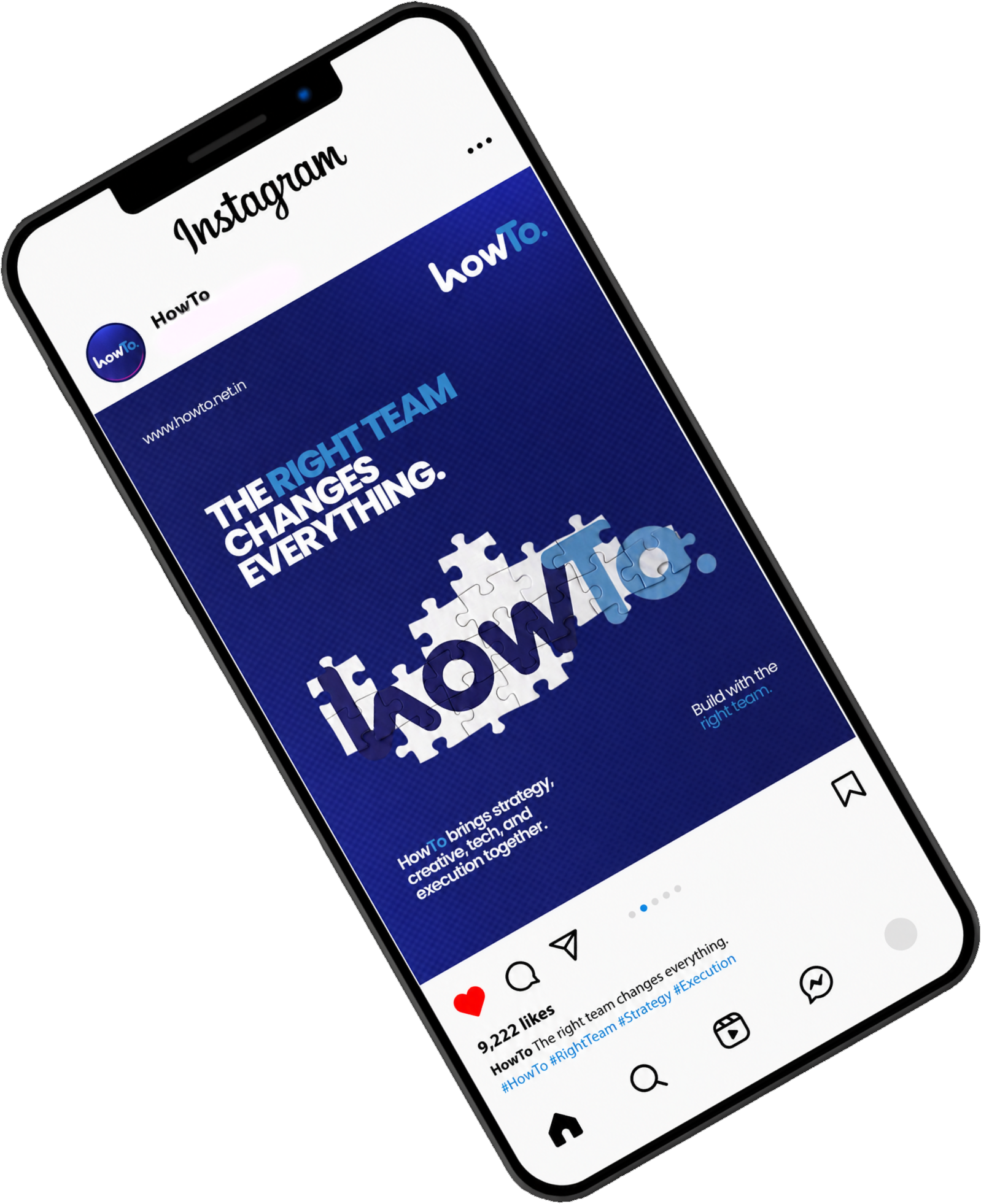 howTo. Instagram feed on phone — The right team changes everything