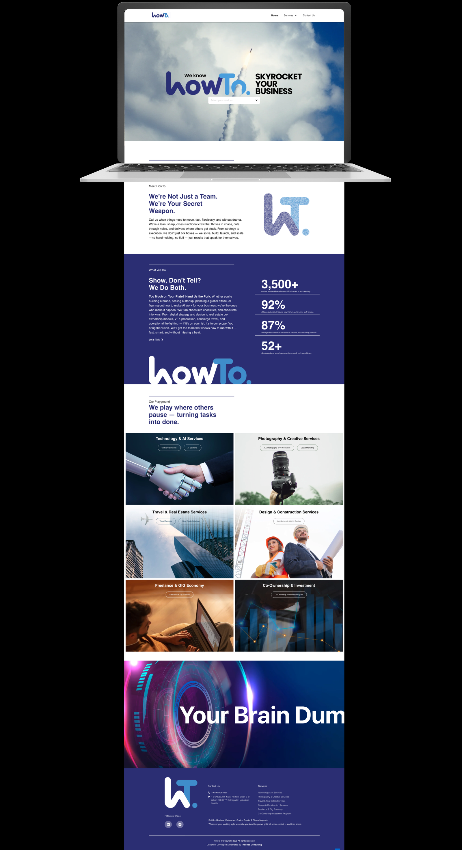 howTo. website on a laptop with continuing page scroll