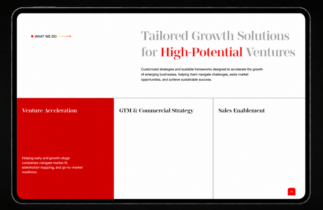JCN desktop UI — Tailored Growth Solutions section