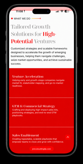 JCN mobile UI — services and content