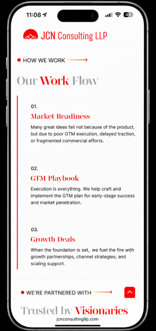 JCN mobile UI — team profile