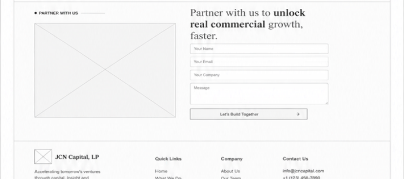 Website wireframe — footer and info section