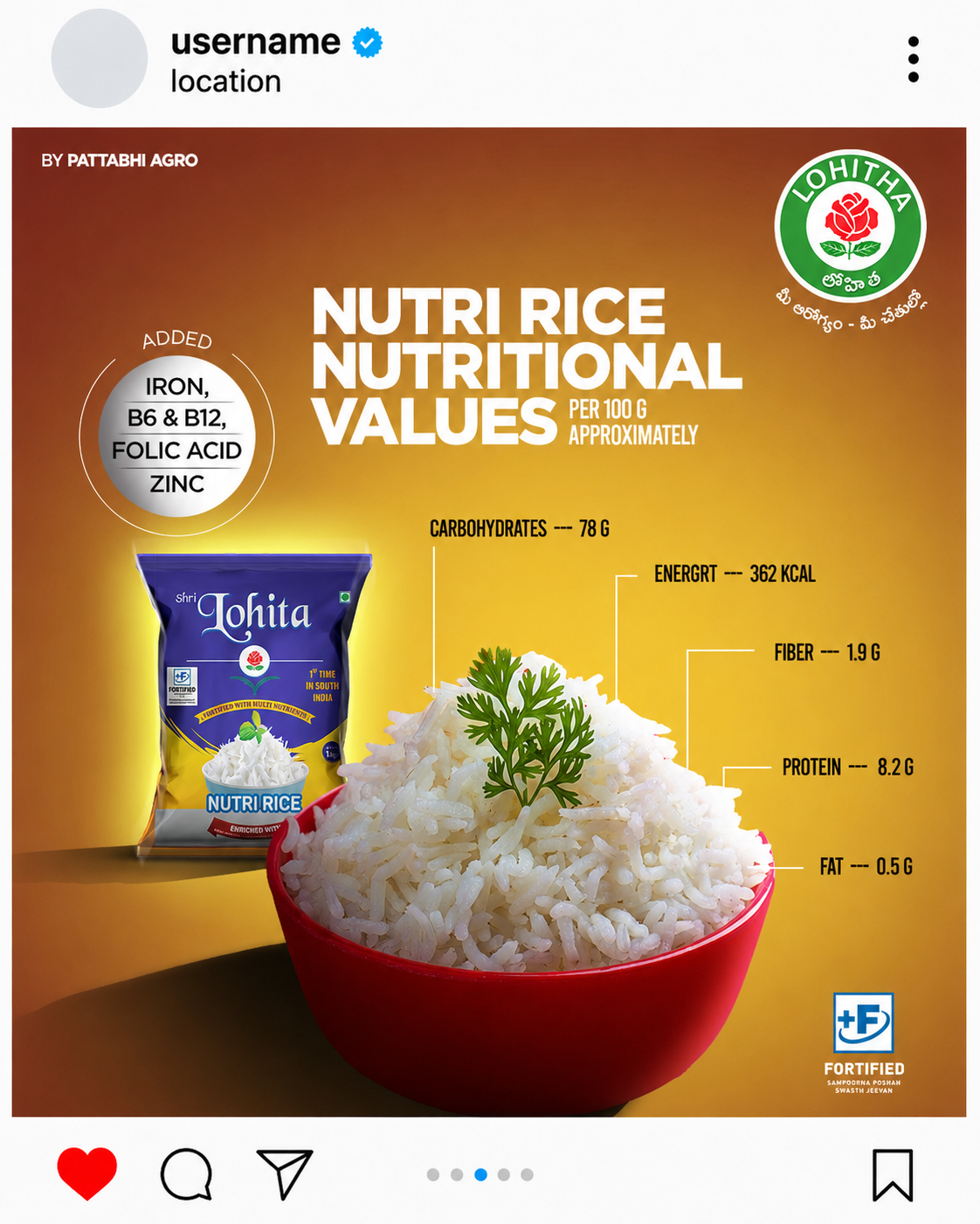 Lohitha social post — Every Grain Has a Story