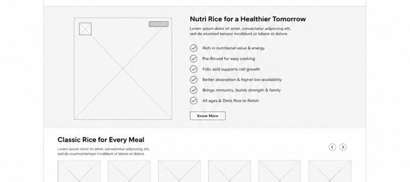 Website wireframe — footer and info section