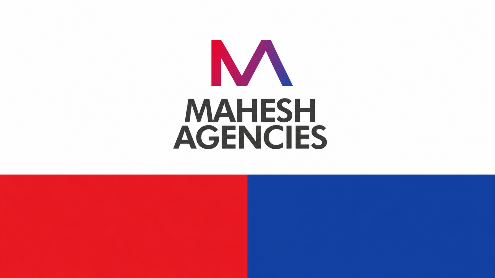 Mahesh Agencies logo on white with red and blue brand colour blocks