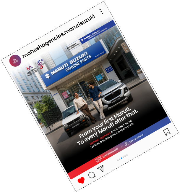 Mahesh Agencies Instagram post — From your first Maruti