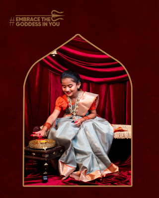 MoHa campaign — girl in silver-grey silk saree