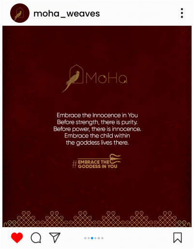 MoHa Instagram teaser — Embrace the goddess in you brand copy