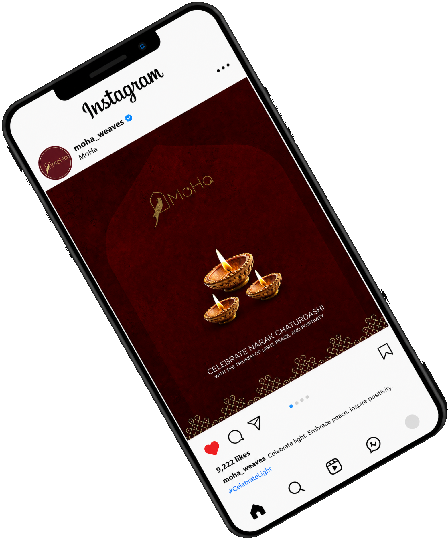 MoHa Instagram profile on phone — moha_weaves