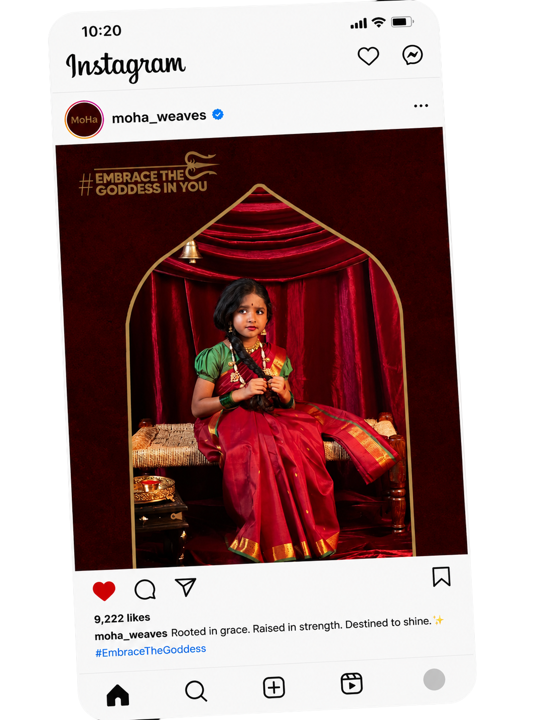 MoHa Instagram post — girl in red saree