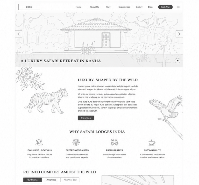 Website wireframe — hero and primary layout