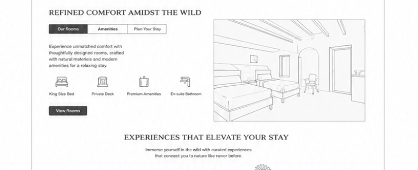 Website wireframe — navigation and header blocks