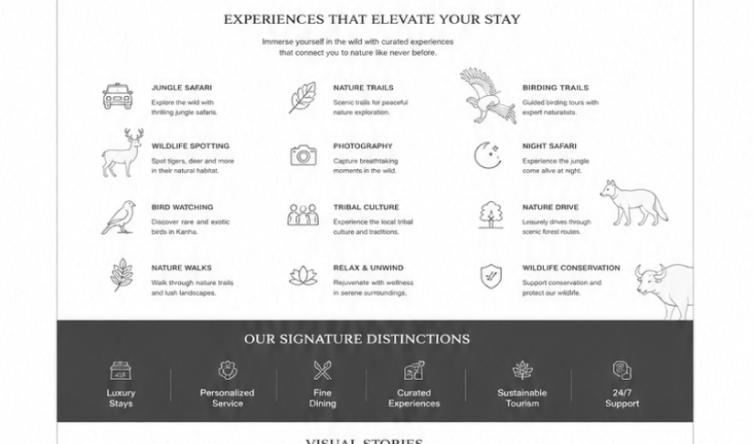 Website wireframe — multi-column content blocks