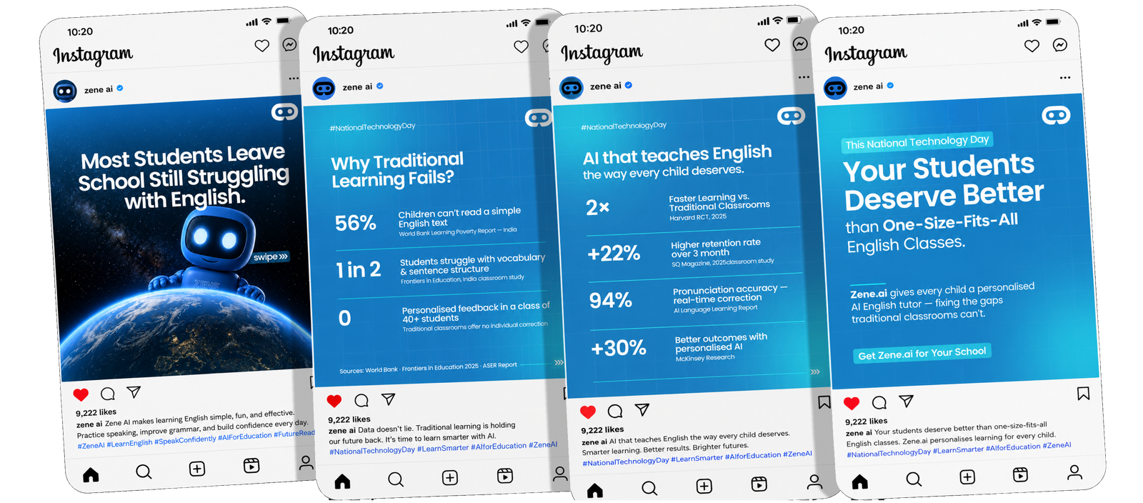 Zene AI overlapping Instagram story phone mockups