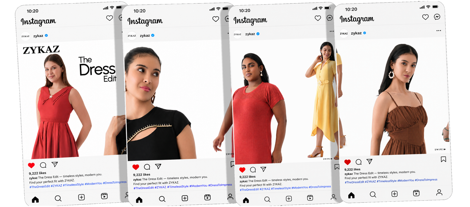 Zykaz overlapping Instagram story phone mockups